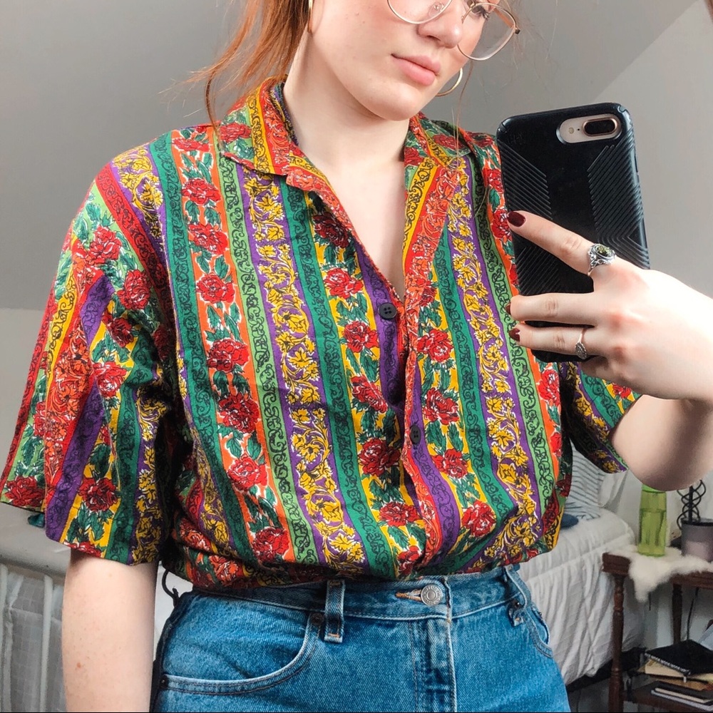 Vintage 80’s / 90’s Colorful Floral Button Down
